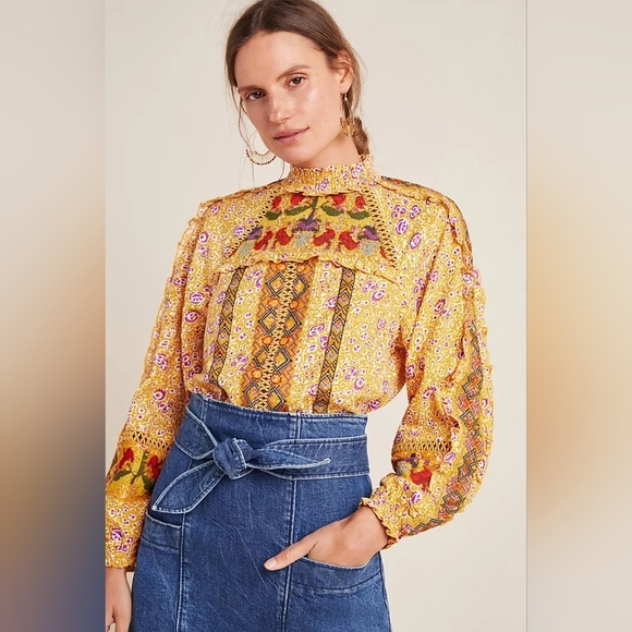Maeve for Anthropologie Goldie Embroidered Blouse – Multiple Sizes - Picture 5 of 9